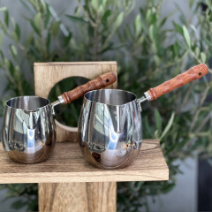 Турка для кави Sidamo Wood 300 мл, сталева з дерев’яною ручкою