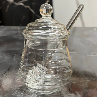 Банка для меду 280 мл Honey Hive, скляна з ложкою та кришкою