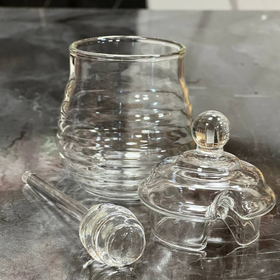 Фото 2 -Банка для меду 280 мл Honey Hive, скляна з ложкою та кришкою