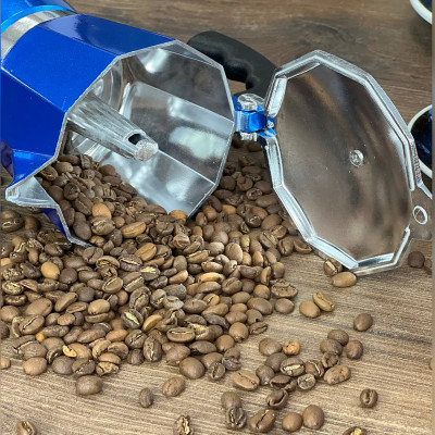 Фото 2 -Гейзерна кавоварка Como 300 мл (6 чашок), алюмінієва, синя