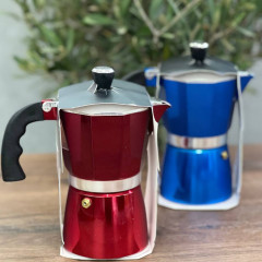 Гейзерна кавоварка Como 300 мл (6 чашок), алюмінієва, червона