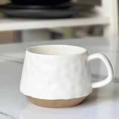 Великий кухоль (чашка) 410 мл Duo 2 з кераміки, двоколірна (біла/бежева)