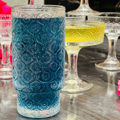 Набор 6 фигурных высоких больших стаканов 300 мл Osman из прозрачного стекла с узорами