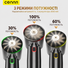 Акумуляторний портативний автопилосос Cenrr 3 в 1 з функцією продувки та насоса, бездротовий міні пилосос для авто і дому, чорний