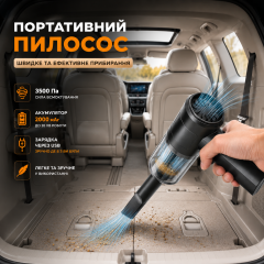 Беспроводной автомобильный пылесос ручной MiniVac 3500Pa USB Type-C, аккумулятор 2000 мАч