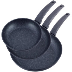 Набор сковород Kamille Gregers Black Ø20см, Ø24см, Ø28см с антипригарным покрытием ILAG