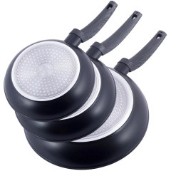 Набор сковород Kamille Gregers Black Ø20см, Ø24см, Ø28см с антипригарным покрытием ILAG