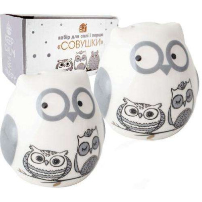 Фото 2 -Набор спецовщиков Be Happy «Совушки» солонка и перечница, керамика