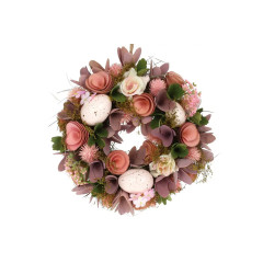 Декоративный венок, 24см цвет - лилово-персиковый