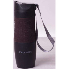 Термокружка Kamille Coffee 480мл з ремінцем, нержавіюча сталь