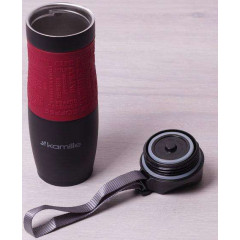 Термокружка Kamille Coffee 480мл з ремінцем, нержавіюча сталь