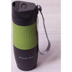 Термокружка Kamille Coffee 480мл з ремінцем, нержавіюча сталь