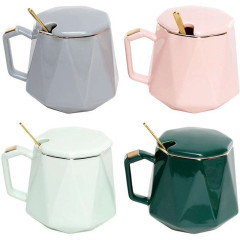 Кружка фарфорова Люблю Життя 420мл з кришкою і ложкою