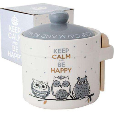 Фото 2 -Банка-медовница керамическая Be Happy Совушки 420мл