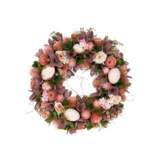 Декоративный венок, 33см цвет - лилово-персиковый