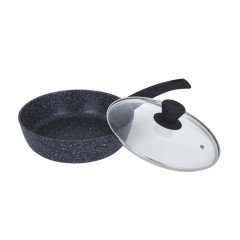 Сковорода с крышкой 24 см Ringel Koriander мраморное покрытие индукционное дно черный кованый