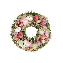 Декоративный венок, 36 см, цвет - розовый