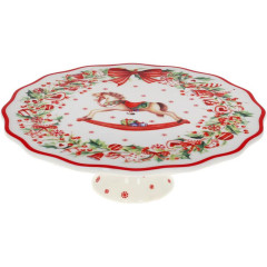 Подставка для торта Рождественская фантазия 25см, фарфоровая