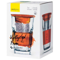 Стакан-заварник ZestGlass Original 415мл з металевим ситом і силіконовим захистом (помаранчевий)