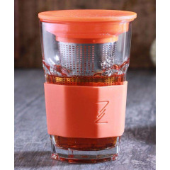 Стакан-заварник ZestGlass Original 415мл з металевим ситом і силіконовим захистом (помаранчевий)