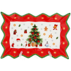 Блюдо прямоугольное С Рождеством! 25см, фарфоровое