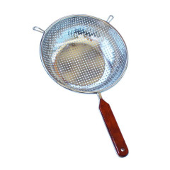 Дуршлаг Dynasty Xiongchu Ø18см стальной с плоским дном и деревянной ручкой