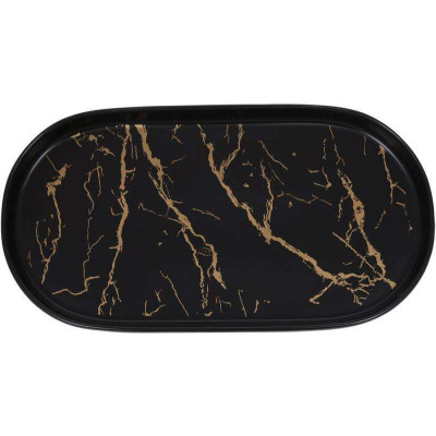 Фото 2 -Блюдо фарфоровое Мраморная Роскошь овальная 30х16.5х2.5см, черный с золотом Фото 2 -Блюдо фарфоровое Мраморная Роскошь овальная 30х16.5х2.5см, черный с золотом