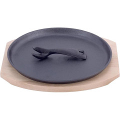 Сковорода чугунная Kamille Brighton Ø25см со съемной ручкой на деревянной подставке