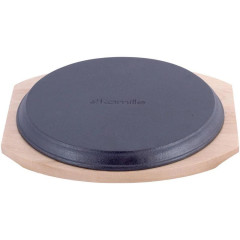 Сковорода чугунная Kamille Brighton Ø25см со съемной ручкой на деревянной подставке