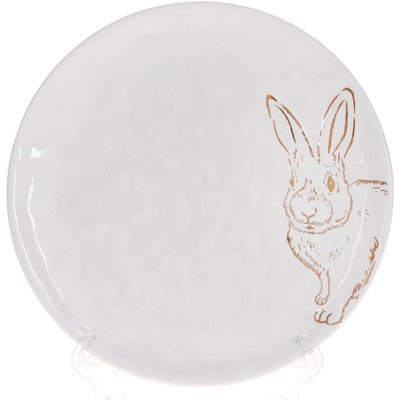 Набор 4 керамических тарелки Bunny 21х21х2см, белый с золотом