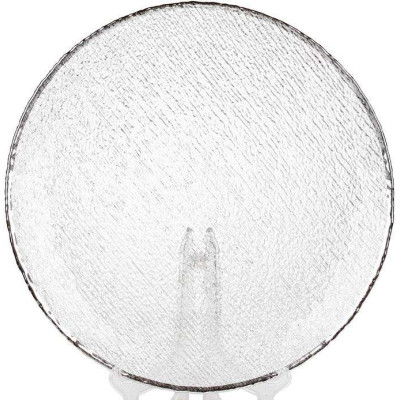 Набор 4 тарелки Margaret Ø33см, стеклянные c серебряным кантом