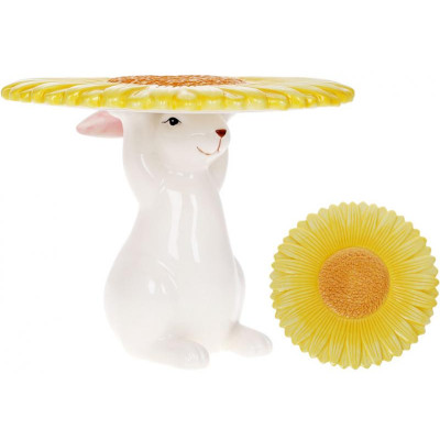 Подставка для торта Милый Кролик Ø18см, керамика, желтый