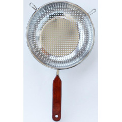 Дуршлаг Dynasty Xiongchu Ø20см стальной с плоским дном и деревянной ручкой