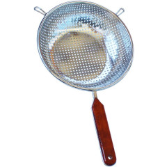 Дуршлаг Dynasty Xiongchu Ø20см стальной с плоским дном и деревянной ручкой