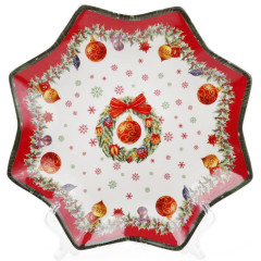 Тарелка фарфоровая Рождественский орнамент Ø25см