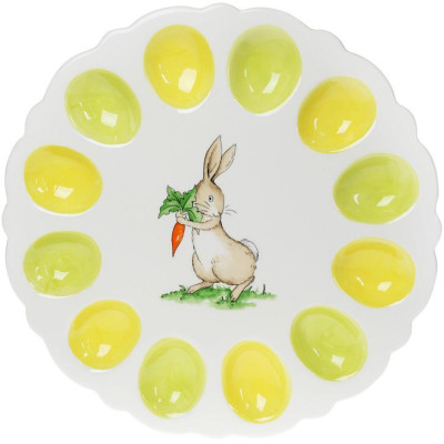 Тарелка блюдо-подставка для яиц Зайка с морковью Ø31.5см, на 12 яиц
