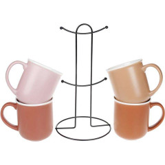 Набір 4 порцелянові кружки Теракота 380мл на підставці