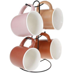 Набір 4 порцелянові кружки Теракота 380мл на підставці