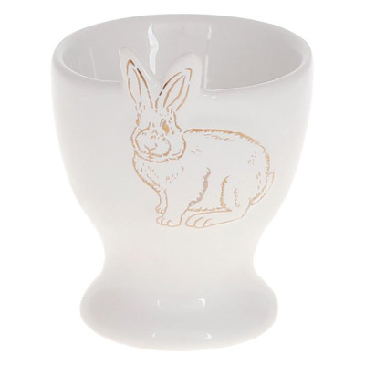 Подставка для яйца Bunny 6.5см, керамика, белый с золотом.