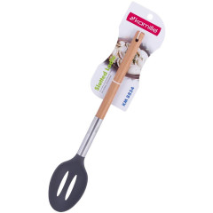 Ложка кухарська Kamille Chantal 32см з прорізами нейлонова з дерев'яною ручкою