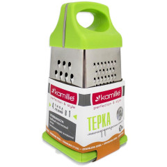 Терка-шинковка Kamille 22см 4х гранная с пластиковой ручкой и лотком