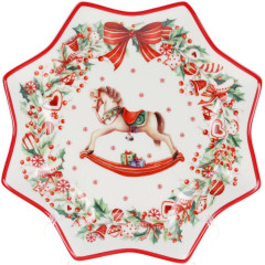 Блюдо в формі сніжинки Різдвяна фантазія 25см, порцелянове