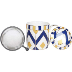 Кружка-заварник Синий зигзаг 380мл с металлическим ситом.