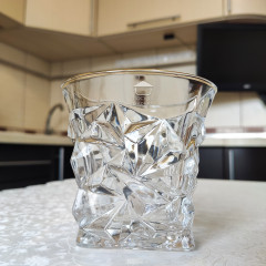 Набір склянок/стаканів 6 шт 270 мл з трикутними гранями для віскі Арракіс з золотою облямівкою, товсте скло