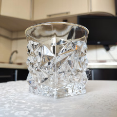 Набір склянок/стаканів 6 шт 270 мл з трикутними гранями для віскі Арракіс з золотою облямівкою, товсте скло