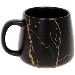 Кружка порцелянова "Мармурова Розкіш" 450мл, чорний із золотом