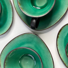 Кавовий сервіз (набір) для еспресо 4 чашки 100 мл + блюдця з кераміки для еспрессо Green Lagoon