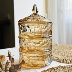 Трехуровневая банка 3 в 1 из стекла 3 по 400 мл для продуктов Живое золото