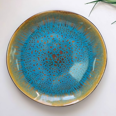 Тарелка десертная круглая 20 см плоская голубая Голландия