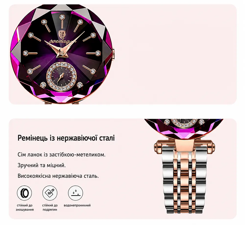 Жіночий наручний кварцовий годинник POEDAGAR 505, стильний білий діловий годинник в золотистому корпусі, металевий браслет